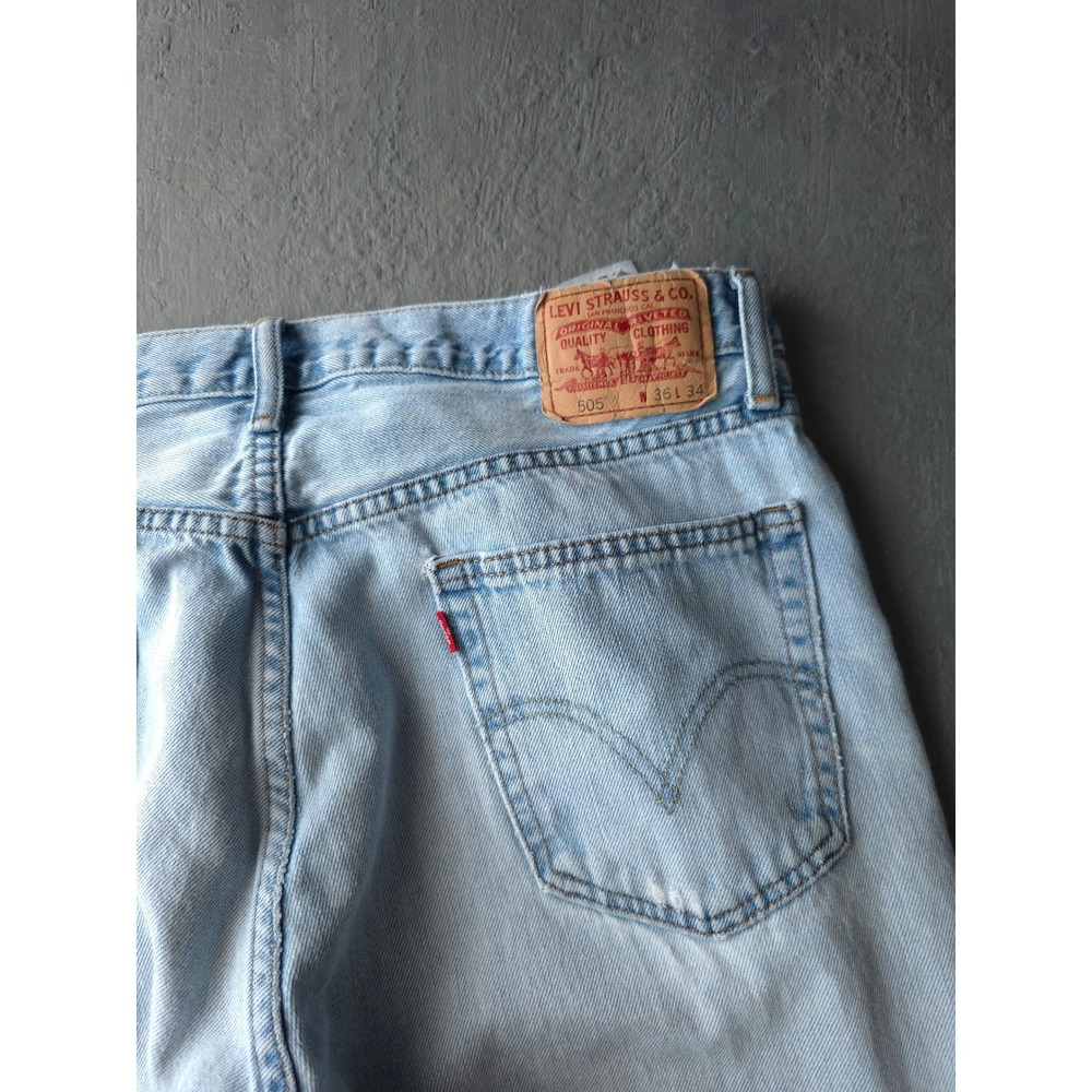 Vintage 2000s Levi's Light Blue Jeans 35x32 Straight Fit 505 - Picture 5 of 14